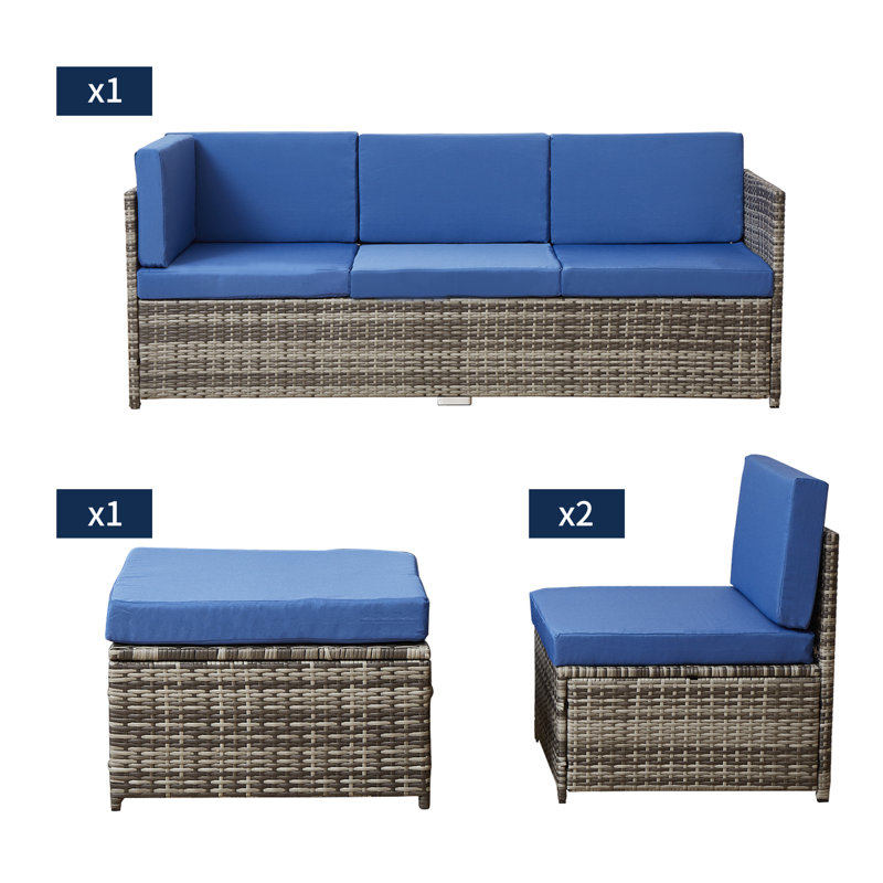 Latitude Run® Vangogh Wicker/Rattan 6 Person Seating Group with